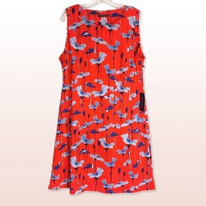 Tommy Hilfiger Orange w Blue Floral Stretch Dress NWT Size 14